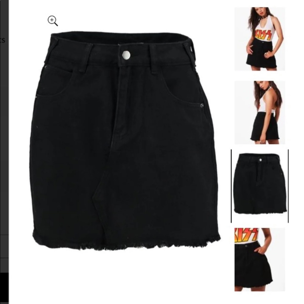 Boohoo black denim skirt
